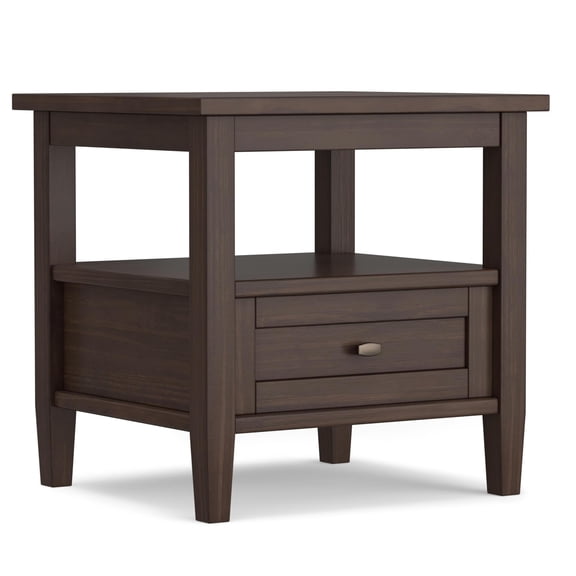 Trent Home Solid Wood 20" W Rectangle End Table in Warm Walnut Brown