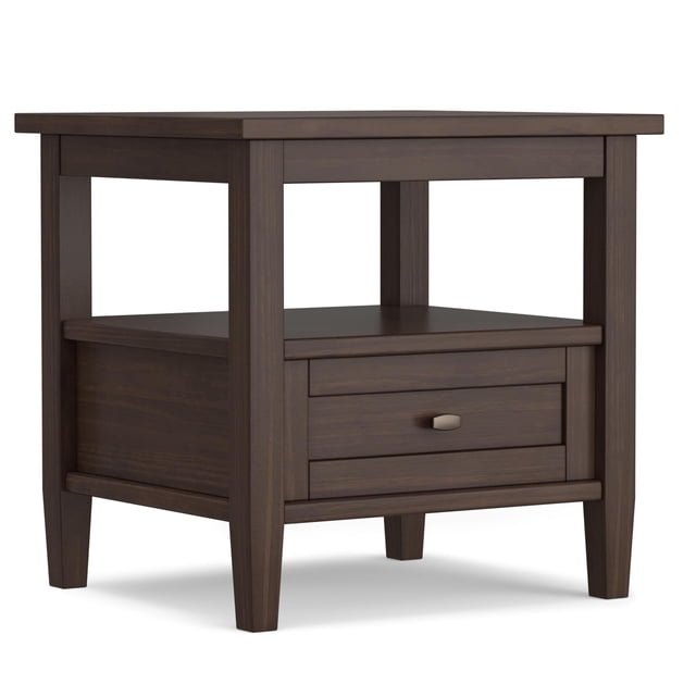Trent Home Solid Wood 20" W Rectangle End Table in Warm Walnut Brown