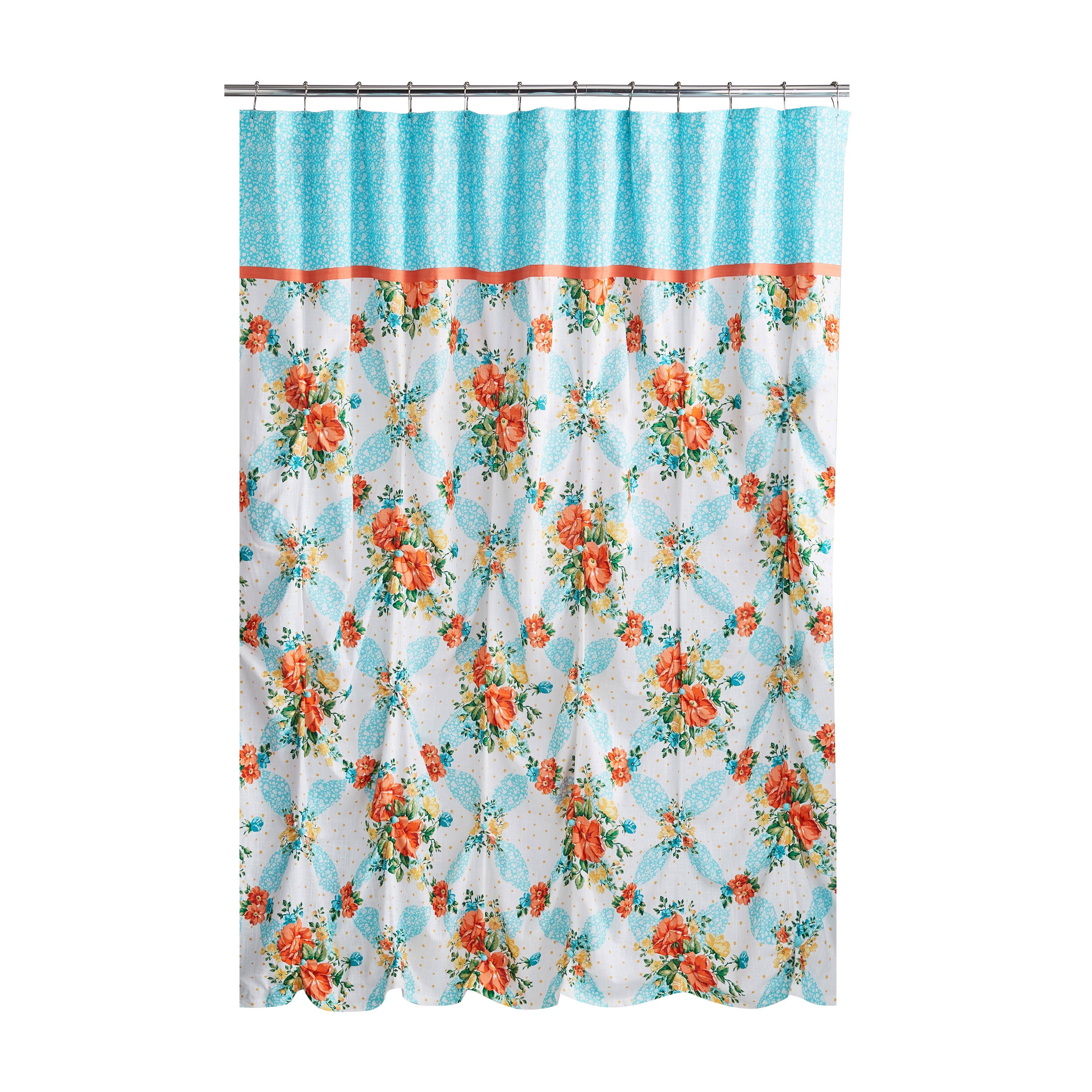 The Pioneer Woman Vintage Floral Cotton Shower Curtain, 72"