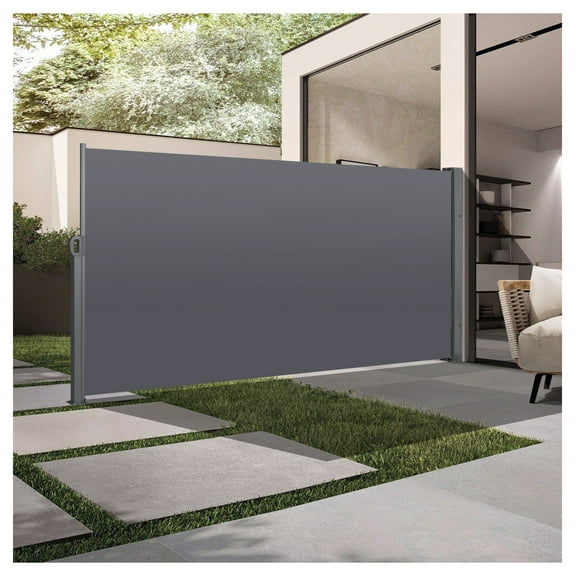 Retractable Side Awning, UV Resistant Waterproof Privacy Screen for Patio, Balcony - 118.1" x 70.9" Dark Grey Grey   Rectangular   No Foundation Needed
