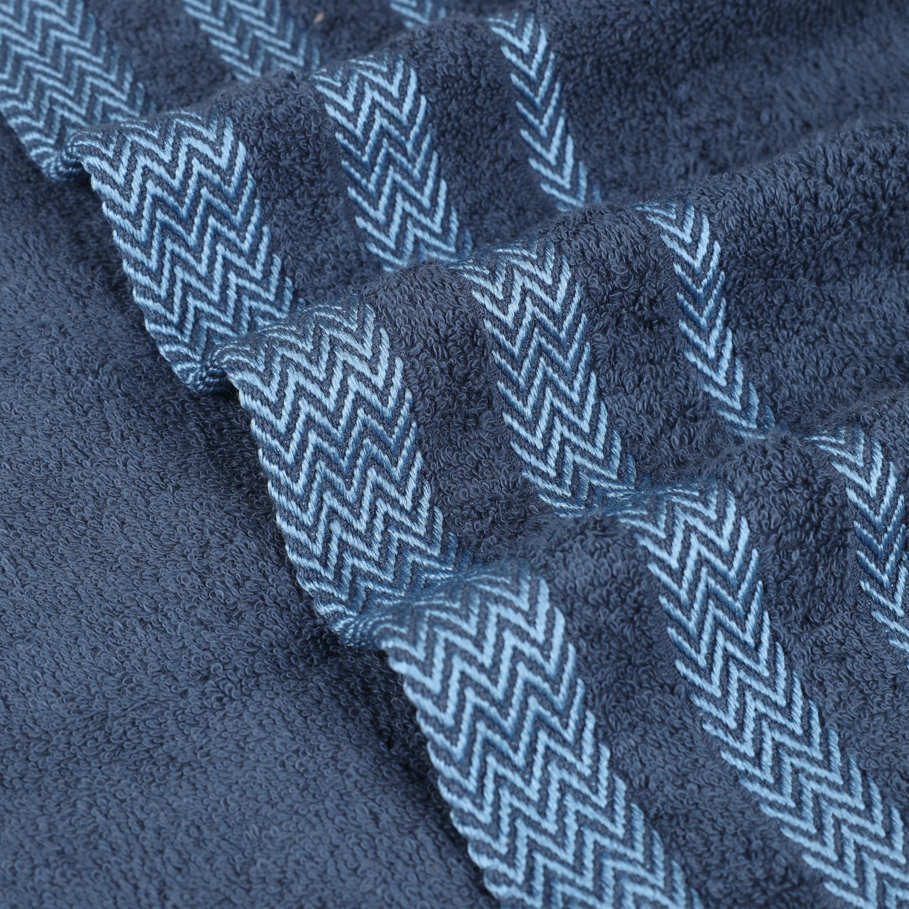 Superior Hays 2 Piece Cotton Plush Bath Towel , Ultra Soft Absobent Towels, Navy Blue
