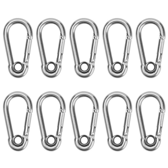 Ecomeon Stainless Steel Snap Hook,10Pcs Snap Hook Stainless Steel Safety Rope Spring Carabiner Hanging Buckle Accessories,Spring Carabiner