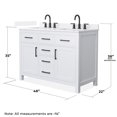 thumbnail image 4 of Beckett 48" White Double Vanity & White Quartz Top (3-Hole) & Black Trim, 4 of 5