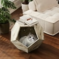 thumbnail image 4 of 25.98" Cat House as Side Table, Cat Home Nightstand, Modern Pet Furniture Cat Kennel, Colored Flower Oak, 4 of 8
