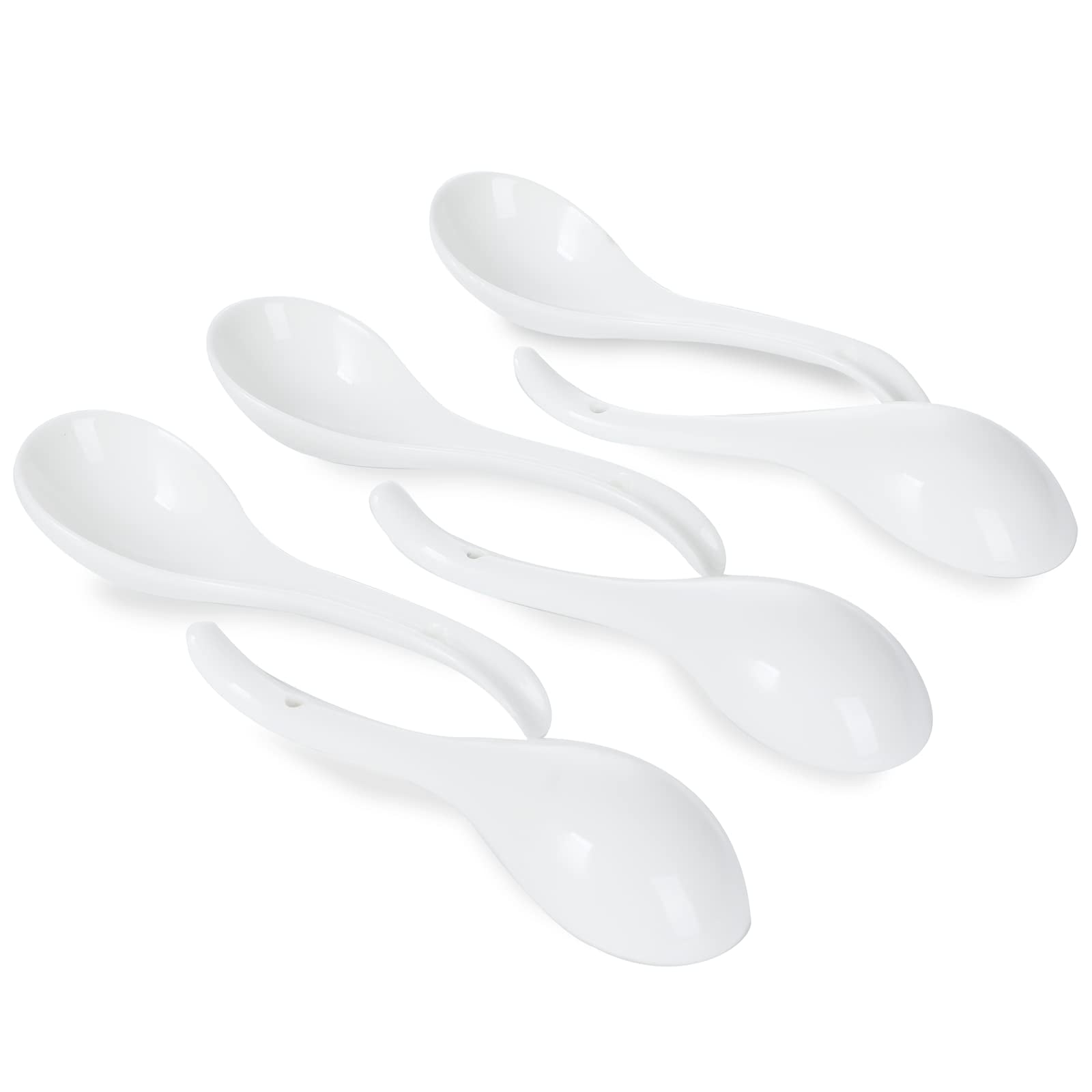 Asian Soup Spoons Set of 6, Ceramic Japanese Soup Spoons, Ramen Spoon