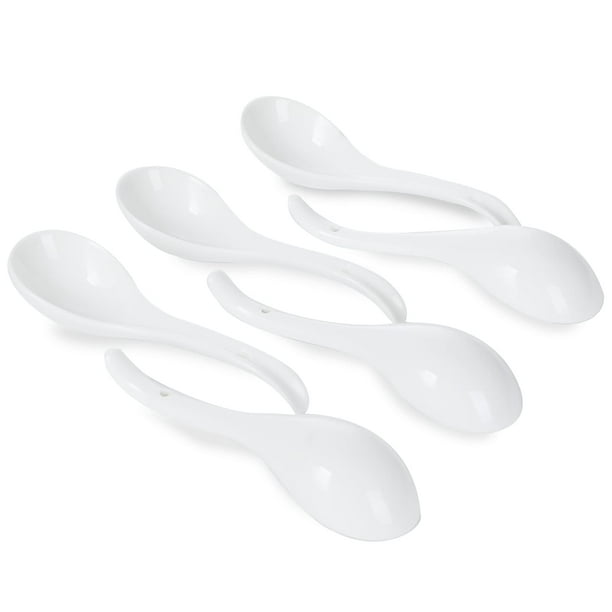 Asian Soup Spoons Set of 6, Ceramic Japanese Soup Spoons, Ramen Spoon