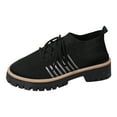 thumbnail image 6 of Rokment Womens Mesh Slip on Socks Oxfords Breathable Fashionable Platform Chunky Lug Sole Mid Heel High Top Fashion Sneakers Walking Dress Shoes L Size 6.5, 6 of 8
