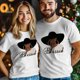 thumbnail image 5 of Camisetas gráficas informales de manga corta con aretes grandes para mujer y hombre, 5 of 8
