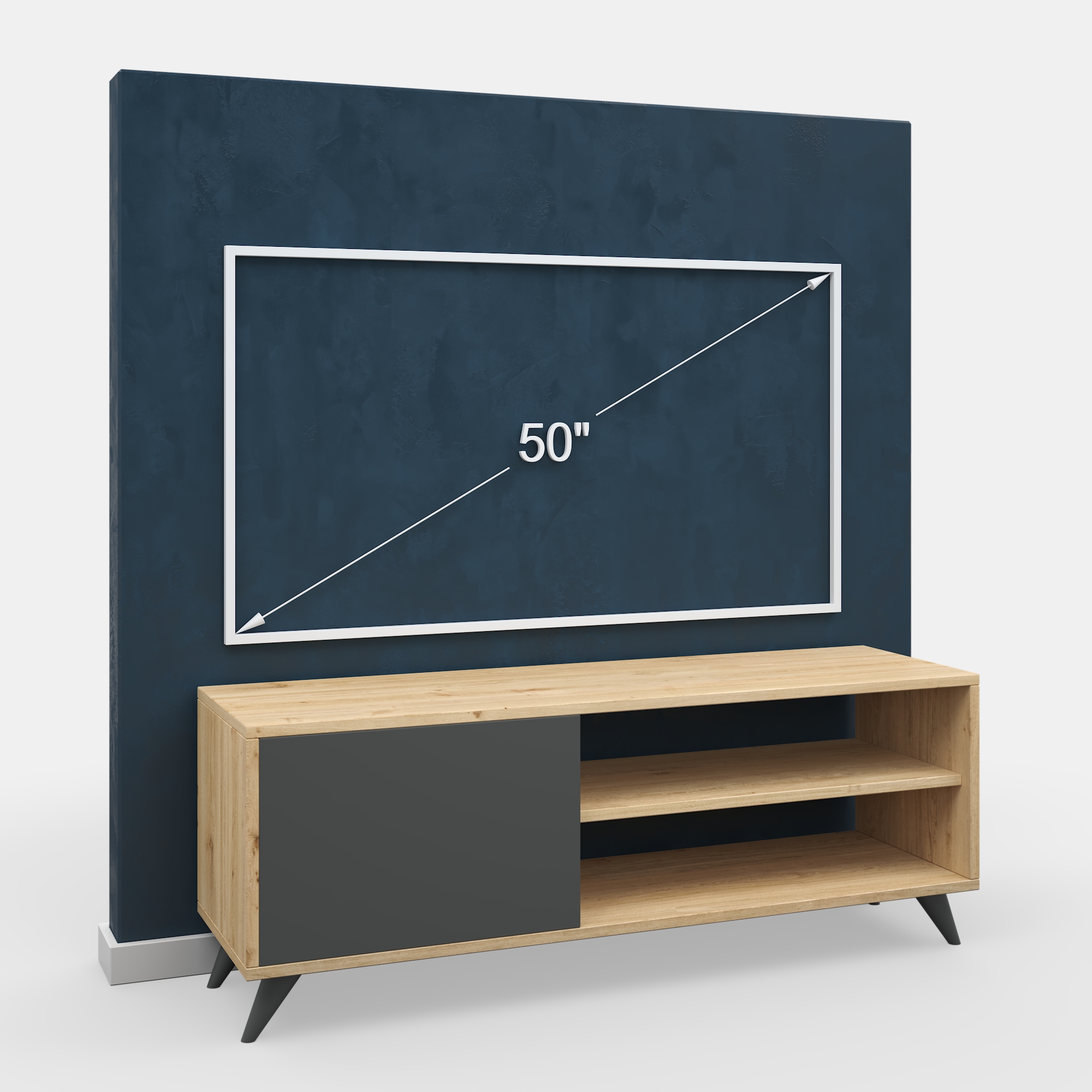Ada Home Décor 2 Tier Venga TV Stand with Doors for TVs up to 53", Oak