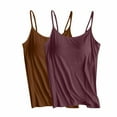thumbnail image 1 of Puntoco Camisola básica para mujer, 2 piezas, color sólido, ajustable, ajustada, sin aro de acero, ropa interior, camisetas sin mangas deportivas para yoga, 1 of 2