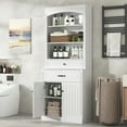 thumbnail image 3 of Euroco White Bathroom Storage Cabinet with Two Doors, Drawers, Adjustable Shelf & Three Open Shelves – Durable MDF Construction, 3 of 8