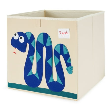 UPC: 0812895000085 | 3 Sprouts Kids Childrens Foldable Fabric Storage Cube Bin Box  Blue Snake