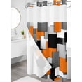 thumbnail image 3 of No Hook Shower Curtain with Snap-in Liner, Burnt Orange Black Geometric Waterproof Fabric Bathroom Curtains, Modern Abstract Art Block Bath Curtains & Mesh Top Window 54"x78", 3 of 9