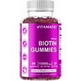 thumbnail image 1 of Suplemento vitamático de biotina en gomitas de 10.000 mcg para cabello 60% vegano, 1 of 6