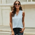 thumbnail image 4 of Fjuchai Women's Summer V Neck Vest Tops Short Shirt Solid Color Blouse Chiffon Blouse Shirts S-XXL, 4 of 8