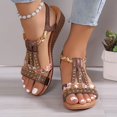 thumbnail image 3 of KAMUCC Women's Sandals with Wedge Design High Heel Rhinestone Bands and Elastic Strap Versatile for Outdoor and Beach, 3 of 5
