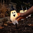 thumbnail image 7 of Halloween Ghost Stake Lights Set of 5, Witch Hat LED Ghost Pathway Lights Battery Operated, Indoor Outdoor Halloween Decorations, Spooky Lawn Light for Yard Garden Haunted House Porch Walkway Decor, 7 of 7