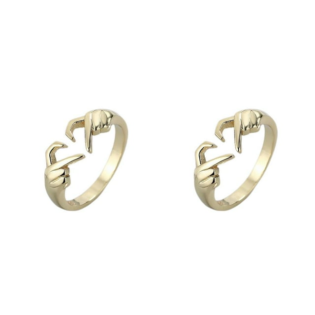 Qarigey Anillo de apertura Ajustable Boda Elegante Joyería exquisita Aleación de zinc Moda Compromiso Decoración Amistad Regalo Oro Oro 2piezas
