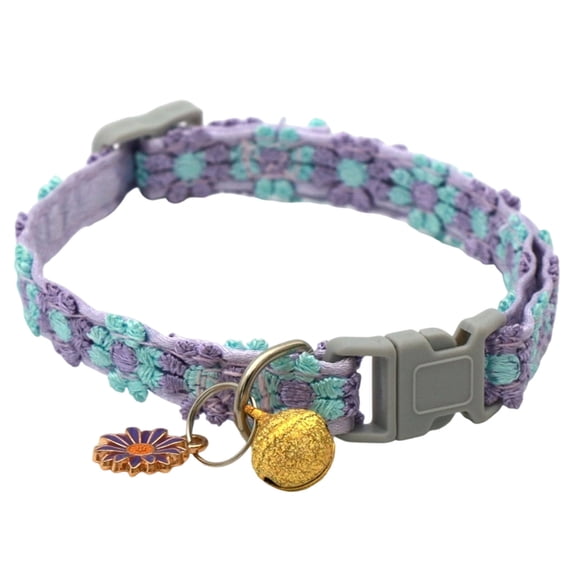 Adjustable Breakaway Cat Collar with Decorative Pendant Safe Escape Release Neck Ring for Small Feline Comfortable Daily Wear