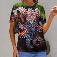 thumbnail image 6 of Octopus in The Mysterious Ocean Women's T-Shirt Short Sleeve T Shirts Tops Tee Ladies Loose T, 6 of 6