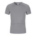 thumbnail image 4 of GXWEA Polyester Spandex Shirts For Men White Athletic Shirt Men Athletic Shirts For Men Short Sleeve Quick Dry Workout Running Gym Sport Exercise Tee Moisture Wicking Grey M, 4 of 7