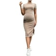 thumbnail image 6 of Taqqpue Women's Maternity 2 Piece Outfits Set Top & Skirts Pregnancy Clothes, Short Sleeve Crew Neck Crop Comfy Casual Tee Shirt and Split Skirts Sets, 6 of 8