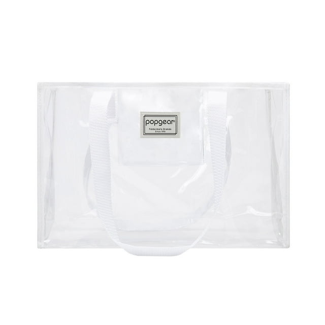 Bolsa Tote Popgear, Transparente, Horizontal con Asas Blancas