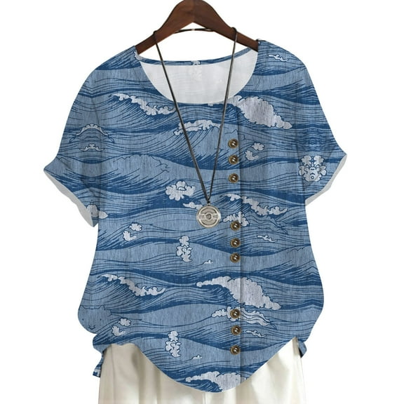 CLOOCL Women T-Shirts Retro Wave 3D Printed Short Sleeve Tops Oversized Blouses