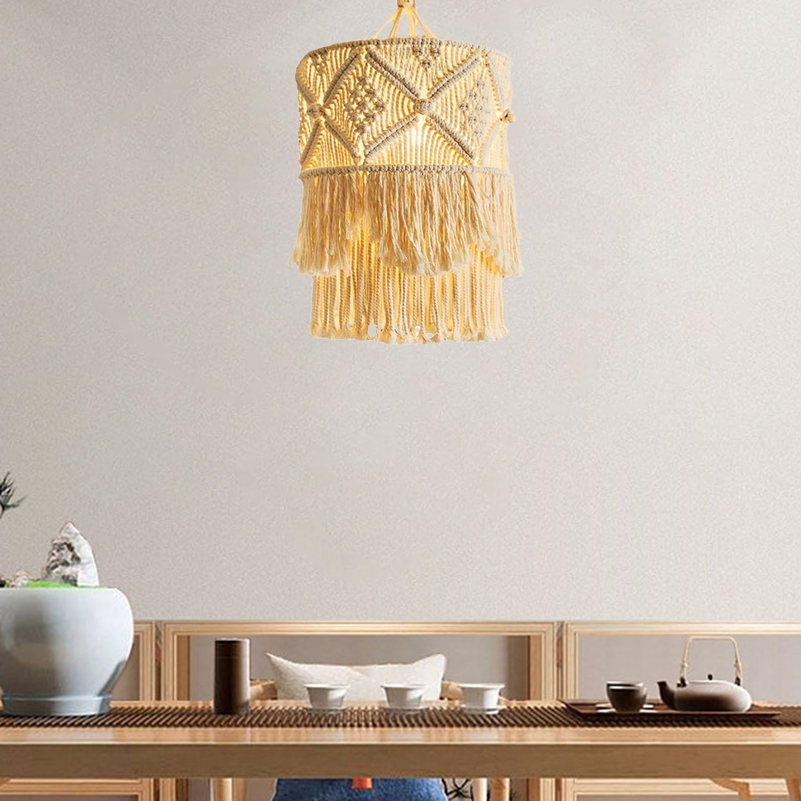 Macrame Tassel Lamp Shade Woven Bohemian Hanging Lampshade Cover Removable Hotel Nursery Party Decor
