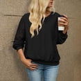 thumbnail image 2 of BUIGTTKLOP Womens Casual Sweatshirt Crochet Lantern Long Sleeve Crewneck Lace Loose Fit Fall Pullover Tops, 2 of 8