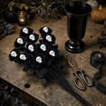 thumbnail image 7 of Halloween Artificial Rose Flower with Skull Head, Fake Silk Rose Bouquet, Red or Black Roses with Mini Skull, 7 of 7