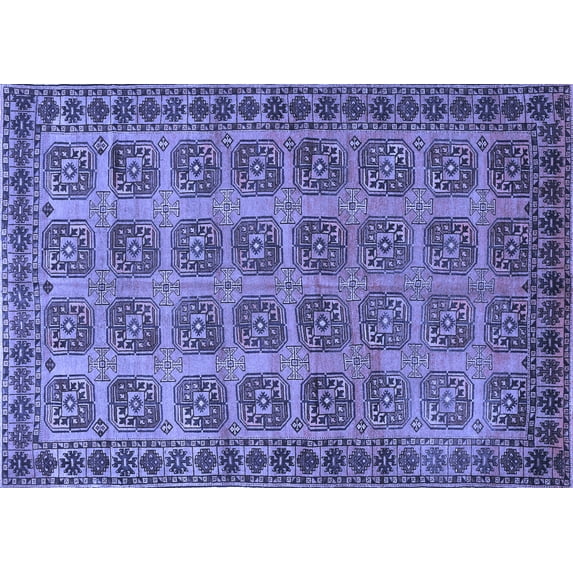 Ahgly Company Machine Washable Indoor Rectangle Southwestern Blue Country Area Rugs, 5' x 8'