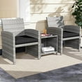 thumbnail image 1 of Costway 3 PCS Patio Furniture Set with Tempered Glass Coffee Table & Soft Seat Cushions Black, 1 of 10