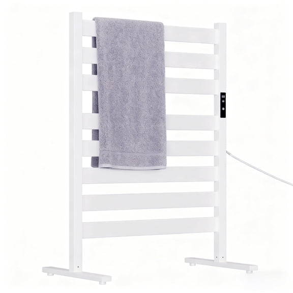Towel Warmer Rack, Heated Towel Racks for Bathroom, With Timer and Temperature Adjustment, Overheat Protection Function, 8 Heating Rods, Freestanding Towel Warmer White