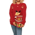 thumbnail image 2 of Suéteres Navideños Feos para Mujer, Suéteres Gráficos de Larga, Suéteres Casuales de Punto para Otoño e Invierno para Mujer Rojo L, 2 of 9