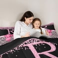 thumbnail image 5 of Erosebridal Cheetah Animal Print Kids 7pcs Bedding Comforter Set,Letter R Monogram Queen Bedding Sets For Girls,Black Reversible, 5 of 7
