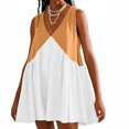 thumbnail image 2 of ibuvkizy Summer Dresses for Women Plus Size,Women Casual Loose Patchwork Color Pleated Sleeveeless V-Neck Dress With Pocket,Holiday Party Beach Dress,Gifts for Women, 2 of 7