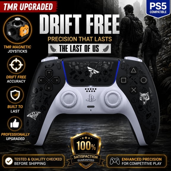 Restored Sony PS5 DualSense Controller Last of Us TMR Magnetic Drift Free Upgraded