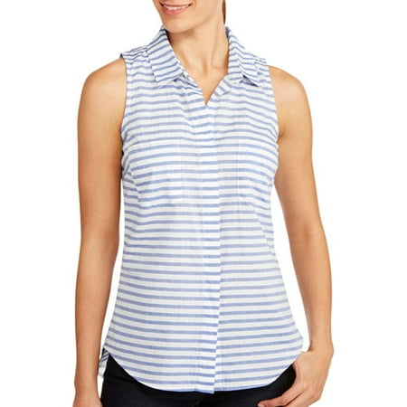 button sleeveless faded glory shirt