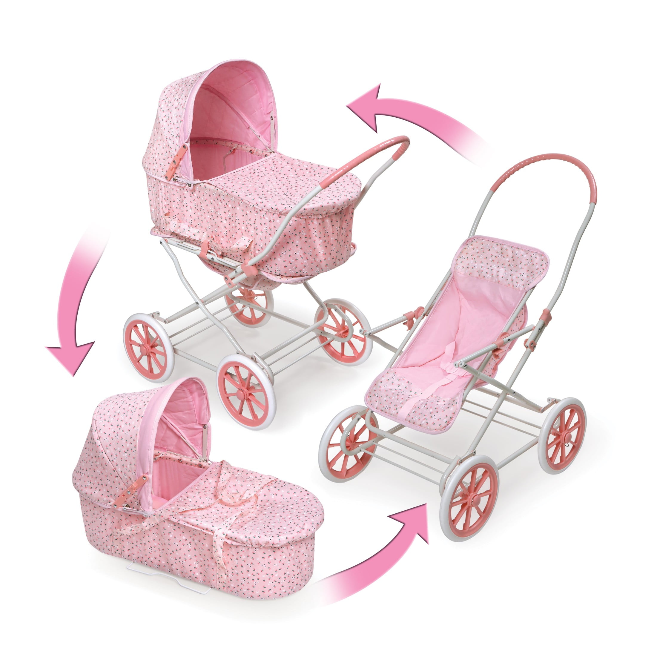 Just Like Mommy 3-in-1 Doll Pram/Carrier/Stroller - Pink/Rosebud