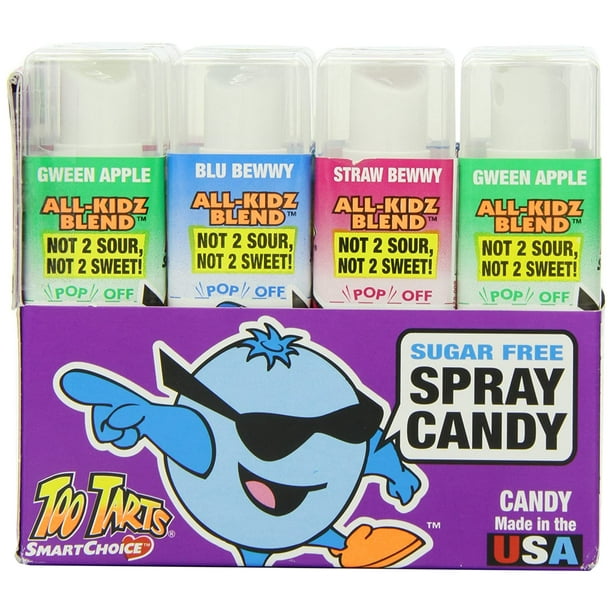 Too Tarts Sugar Free Sour Candy Spray Bottle Assortment (Pack of 12