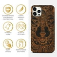 thumbnail image 4 of Case Yard Wooden Case for iPhone-11-Pro Soft TPU Silicone cover Slim Fit Shockproof Wood Protective Phone Cover for Girls Boys Men and Women Supports Wireless Charging Wolf Face Full Design, 4 of 7