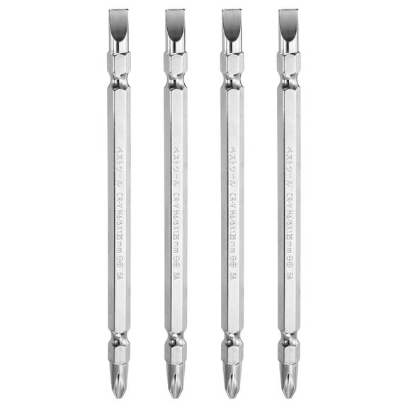 Uxcell 4pcs Magnetic Double Ended Screwdriver Bit 6mm PH2 5"/125mm 1/4" Shank Phillips Cross Slotted Flat Screw Driver Bit
