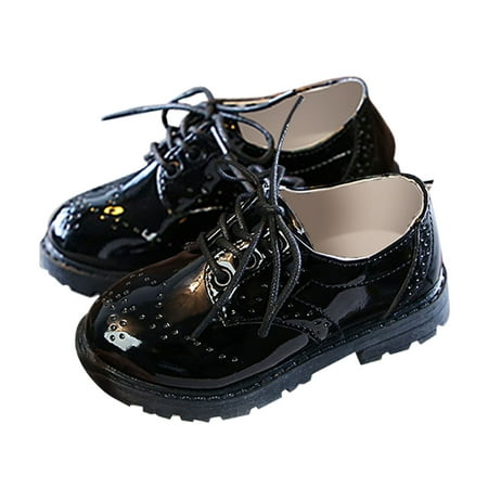 

Toddler Shoes Autumn and Winter New Soft and Lightweight Rubber Sole Lace Up Glossy Fashion Girl Shoes