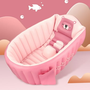 Frsuoak Inflatable Bathtub For Baby,Portable Bathing Tub for Toddler , Non Slip Foldable Travel Bathtub ,Pink