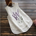 thumbnail image 2 of USSUMA T-Shirts for Women Trendy Embroidered Graphic Women's Shirts and Blouses Sleeveless Women Tops Dressy Casual Summer Loose Cotton Linen Tank Top Round Neck Plus Tunics Beach, 2 of 8