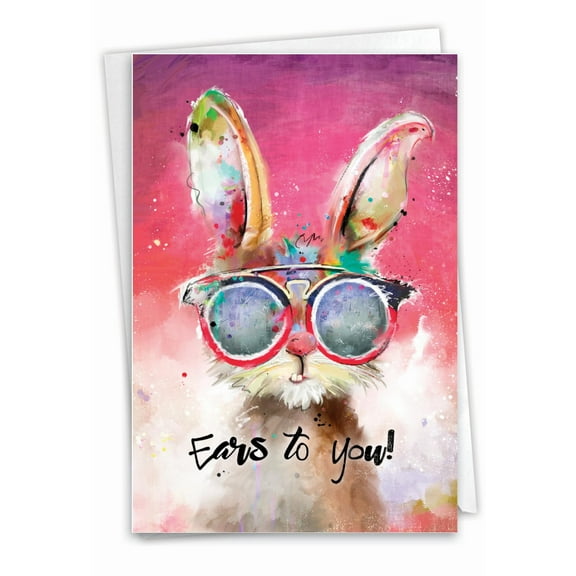 NobleWorks Funny Birthday Paper Card with 5 x 7 Inch Envelope (1 Card) Bday Sassy Animals-Rabbit C8850ABDG