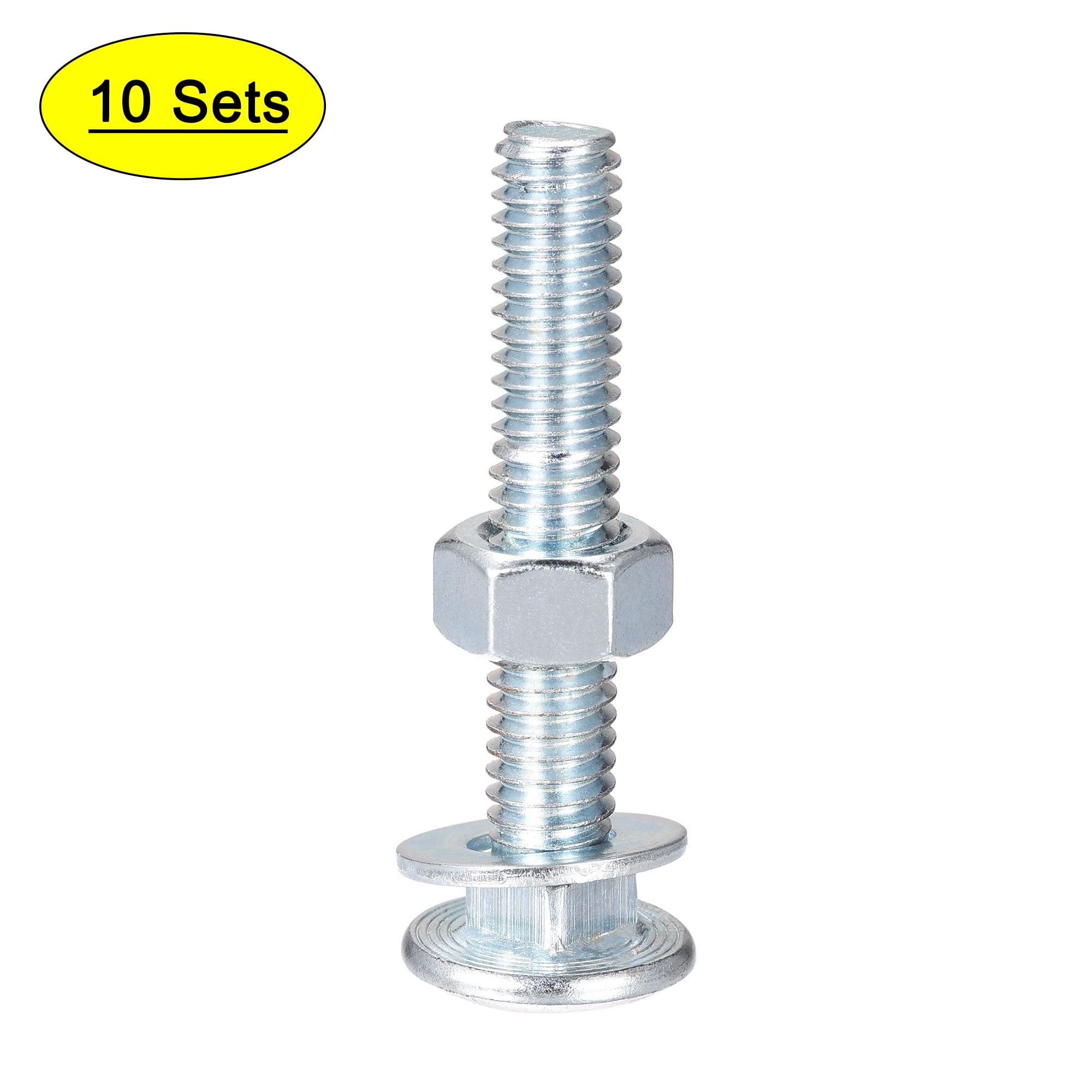 Pack of 5 x M8 x 25mm ZINC Cup Square Carriage Bolt Coach Screws with HEX Full Nuts