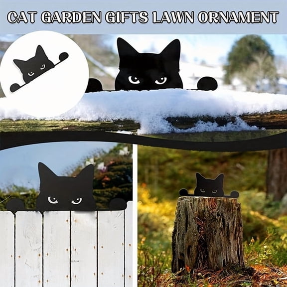 Wood Yard Art Decor Garden Cat Statue, Cat Statue Decoration Outdoor Garden Ornaments Silhouette Decor Cat Gifts Style 1