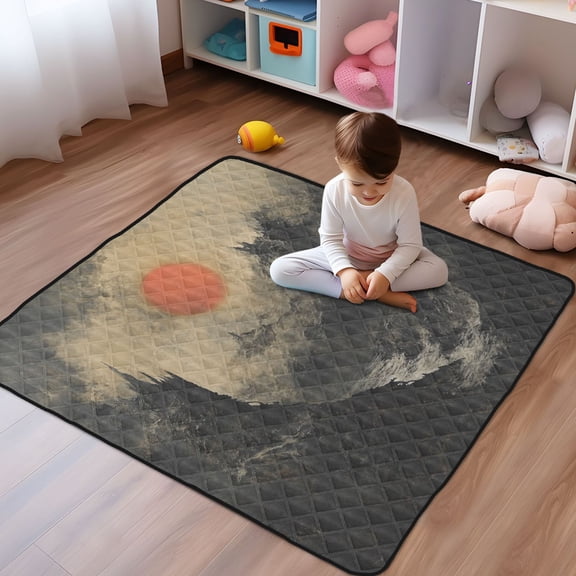 WOBOGO Sundown Baby Playmats Extra Large Waterproof Rollable Activity Pads for Toddlers 50×50inch